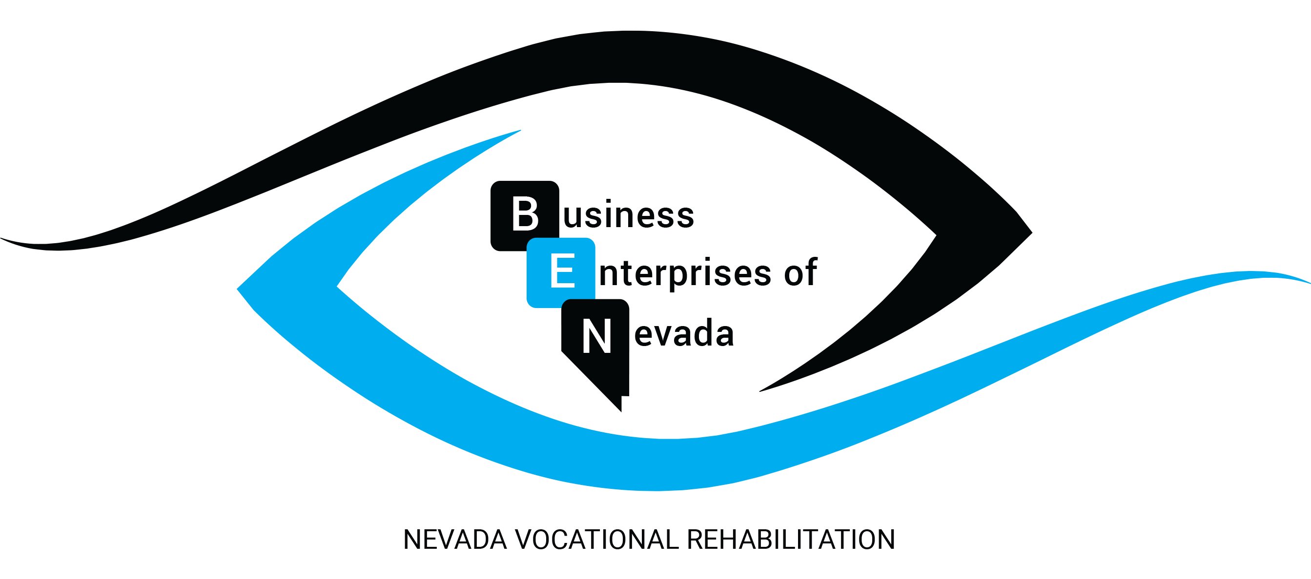 A blue eye outlines Business Enterprises of Nevada logo Nevada Vocational Rehabilitation